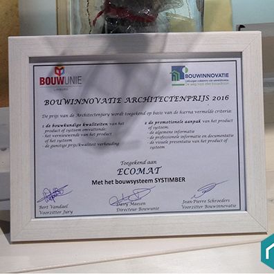ecomat & systimber : winnaar architectenprijs op bouwinnovatie 2016